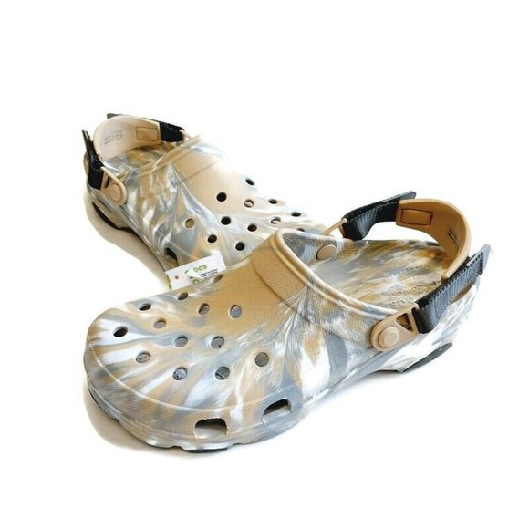 CROCS Classic Mens Size 12 All Terrain Clog Sandals Comfort Shoes Marbled Chai - Picture 4 of 8